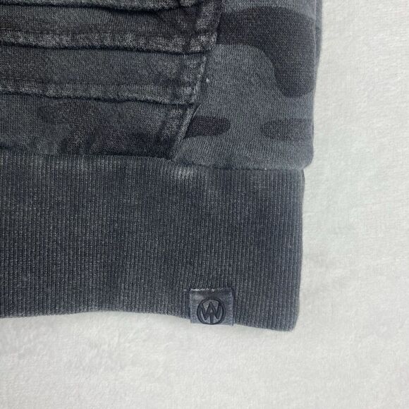WT02 Hoodie Mens Small Black Gray Camo Short Sleeve Pockets Pullover Casual - Picture 5 of 10